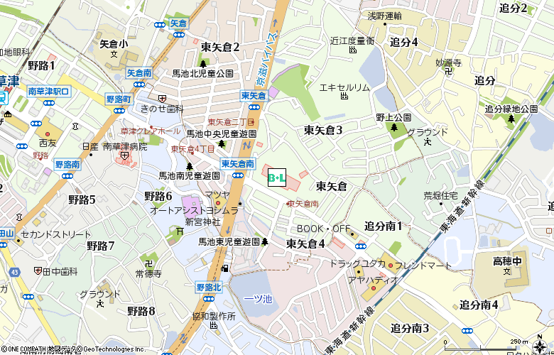 近江草津徳州会病院　眼科外来付近の地図